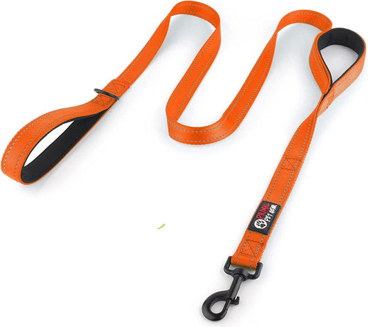 Dog Leash 6Ft Long,Traffic Padded Two Handle,Heavy Duty,Reflective Double Handles Lead for Control Safety Training,Leashes for Large Dogs or Medium Dogs,Dual Handles Leads(Orange) - FurrrBabies & More! - 313023142108