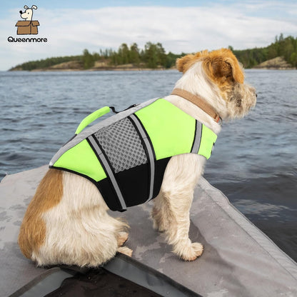 Dog Life Jacket Small Float Vests for Swimming Boating Kayaking Mediumn Puppy Dogs Cats Neoprene Life Preserver Pet Water Lifesaver Lightweight Reflective Green,L - FurrrBabies & More! - 711181501599