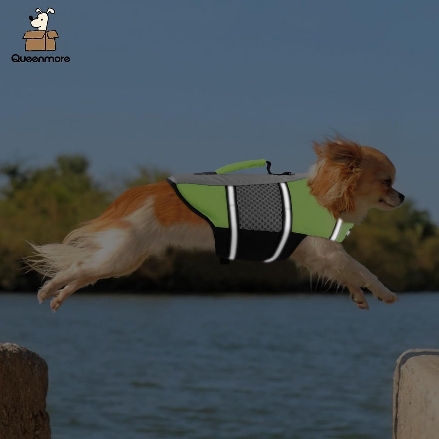 Dog Life Jacket Small Float Vests for Swimming Boating Kayaking Mediumn Puppy Dogs Cats Neoprene Life Preserver Pet Water Lifesaver Lightweight Reflective Green,L - FurrrBabies & More! - 711181501599