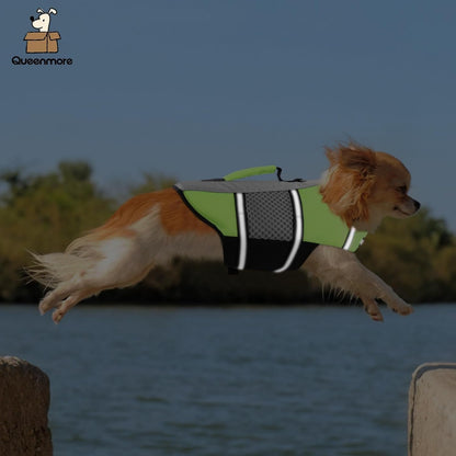 Dog Life Jacket Small Float Vests for Swimming Boating Kayaking Mediumn Puppy Dogs Cats Neoprene Life Preserver Pet Water Lifesaver Lightweight Reflective Green,L - FurrrBabies & More! - 711181501599