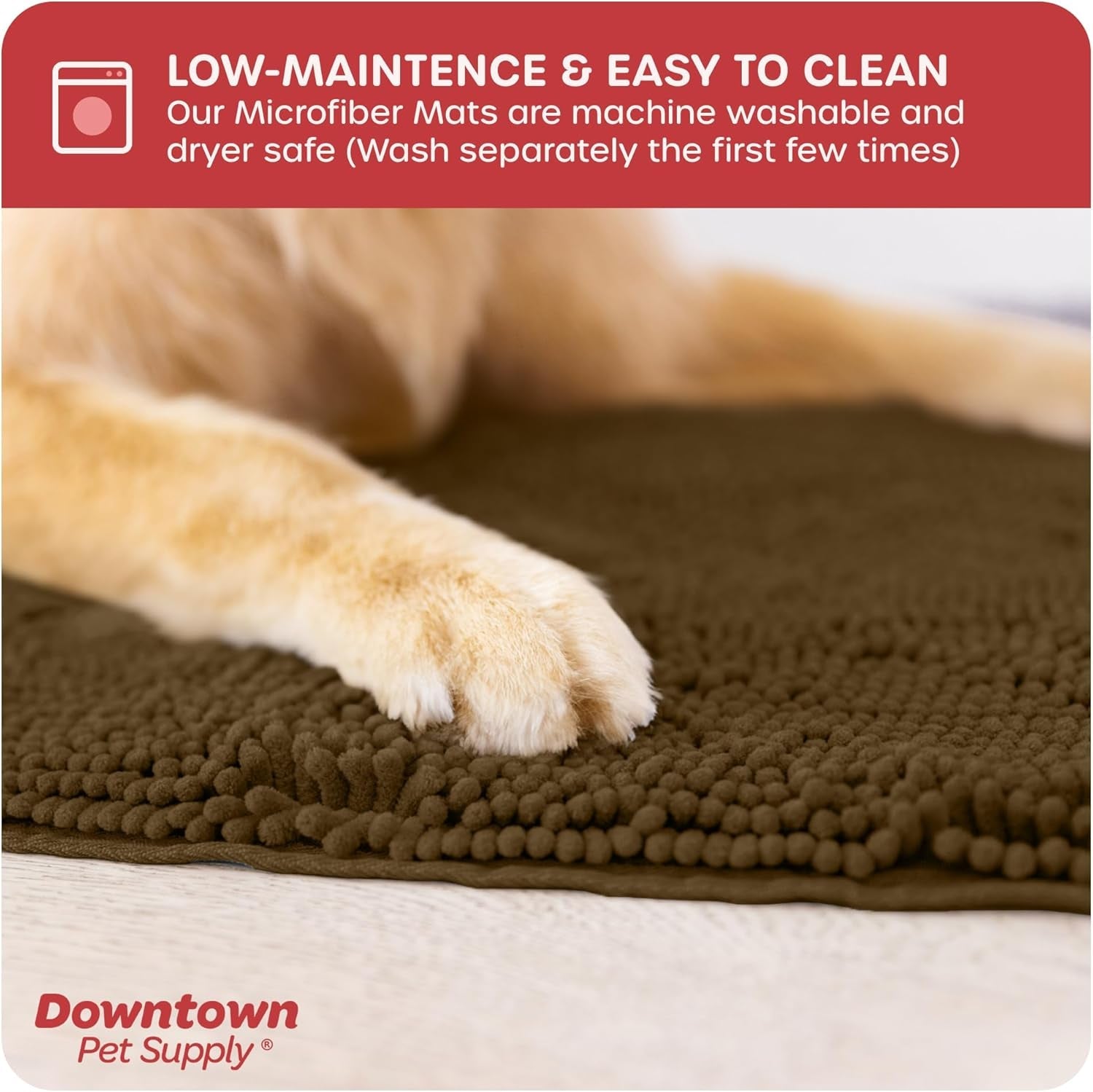 Dog Mud Mat, 31" X 20" Brown – Thick Microfiber Entry Rug for Snow, Mud & Salt – Absorbent, Quick - Dry, Washer - Safe & Non - Slip, Medium - FurrrBabies & More! - 705353797538
