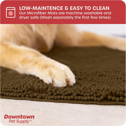Dog Mud Mat, 31" X 20" Brown – Thick Microfiber Entry Rug for Snow, Mud & Salt – Absorbent, Quick - Dry, Washer - Safe & Non - Slip, Medium - FurrrBabies & More! - 705353797538