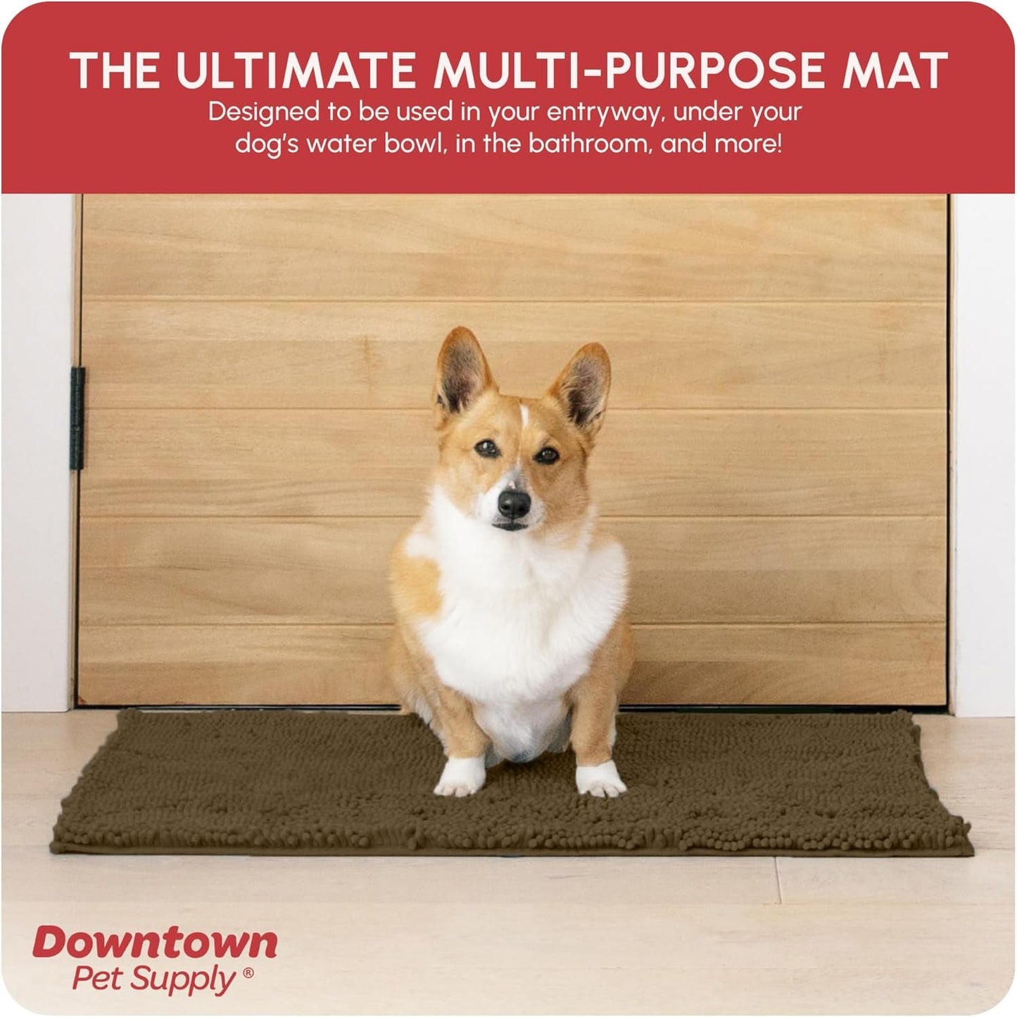 Dog Mud Mat, 31" X 20" Brown – Thick Microfiber Entry Rug for Snow, Mud & Salt – Absorbent, Quick - Dry, Washer - Safe & Non - Slip, Medium - FurrrBabies & More! - 705353797538
