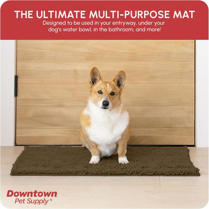 Dog Mud Mat, 31" X 20" Brown – Thick Microfiber Entry Rug for Snow, Mud & Salt – Absorbent, Quick - Dry, Washer - Safe & Non - Slip, Medium - FurrrBabies & More! - 705353797538