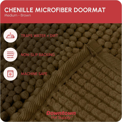 Dog Mud Mat, 31" X 20" Brown – Thick Microfiber Entry Rug for Snow, Mud & Salt – Absorbent, Quick - Dry, Washer - Safe & Non - Slip, Medium - FurrrBabies & More! - 705353797538