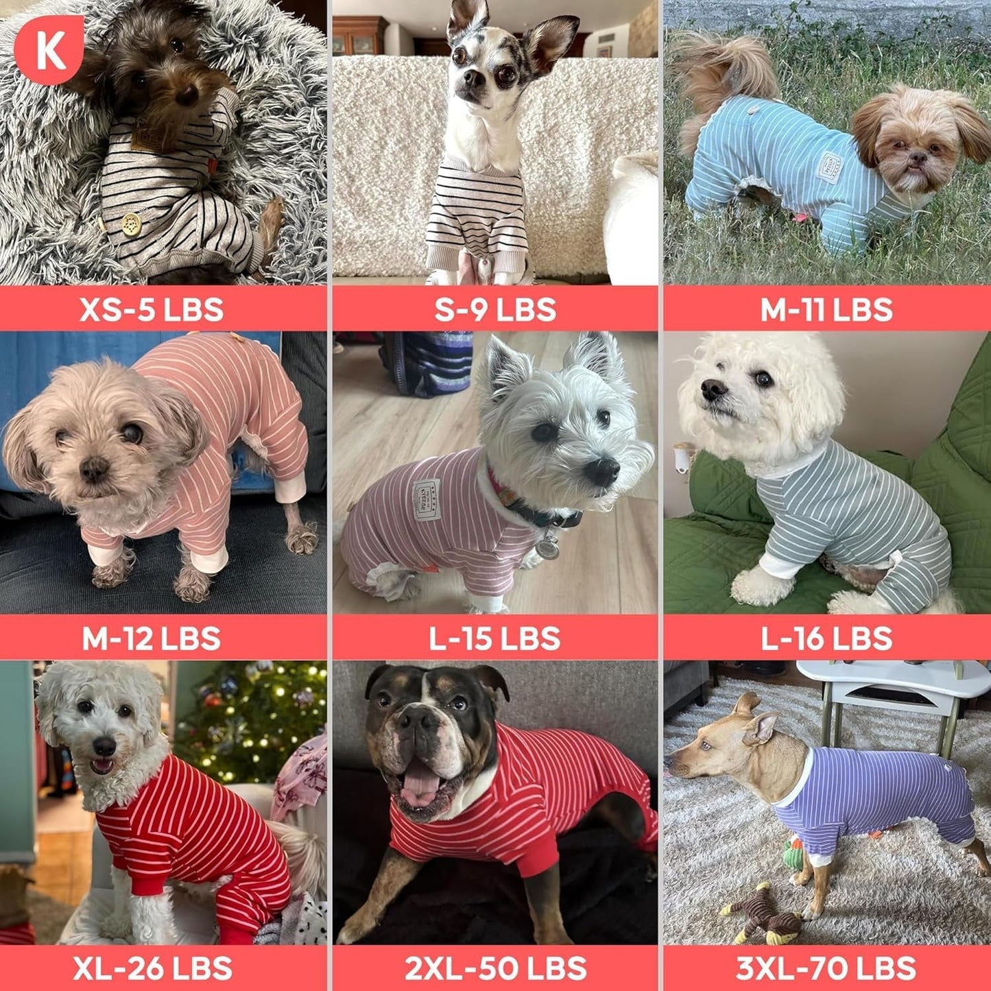 Dog Pajamas Stretchable 4 Legs Doggie Jammies Striped Dog PJS Jumpsuit Lightweight Onesie Puppy Pajamas Soft Breathable Cozy Pet Outfit PJS Comfortable Sleepwear, Green Striped, X - Small - FurrrBabies & More! - 726084276796
