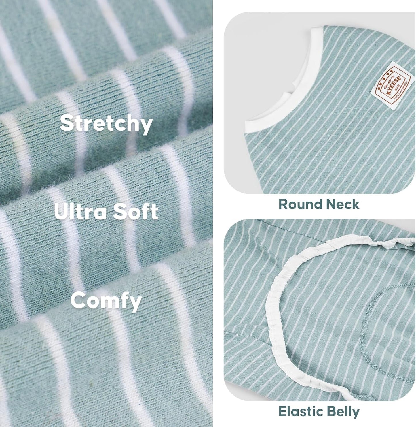 Dog Pajamas Stretchable 4 Legs Doggie Jammies Striped Dog PJS Jumpsuit Lightweight Onesie Puppy Pajamas Soft Breathable Cozy Pet Outfit PJS Comfortable Sleepwear, Green Striped, X - Small - FurrrBabies & More! - 726084276796
