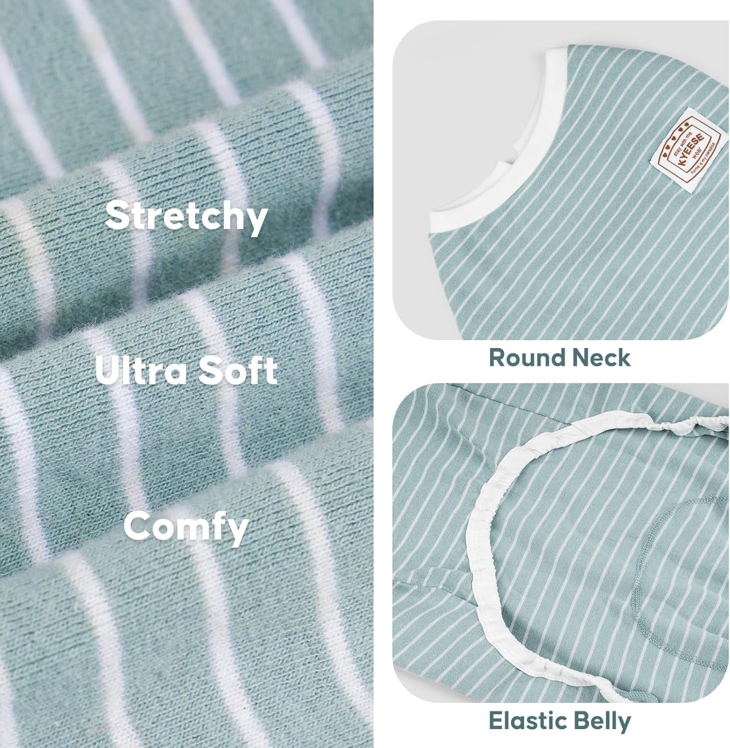 Dog Pajamas Stretchable 4 Legs Doggie Jammies Striped Dog PJS Jumpsuit Lightweight Onesie Puppy Pajamas Soft Breathable Cozy Pet Outfit PJS Comfortable Sleepwear, Green Striped, X - Small - FurrrBabies & More! - 726084276796