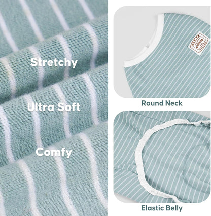 Dog Pajamas Stretchable 4 Legs Doggie Jammies Striped Dog PJS Jumpsuit Lightweight Onesie Puppy Pajamas Soft Breathable Cozy Pet Outfit PJS Comfortable Sleepwear, Green Striped, X - Small - FurrrBabies & More! - 726084276796