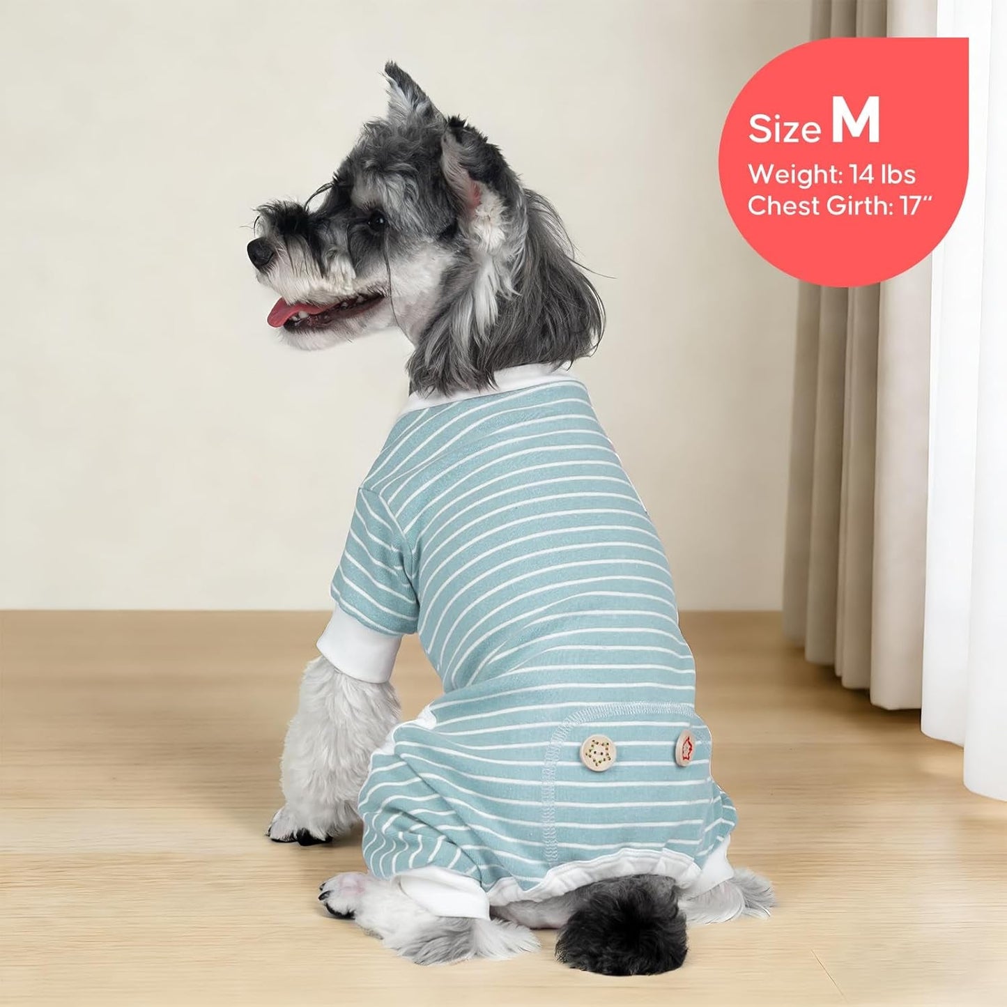 Dog Pajamas Stretchable 4 Legs Doggie Jammies Striped Dog PJS Jumpsuit Lightweight Onesie Puppy Pajamas Soft Breathable Cozy Pet Outfit PJS Comfortable Sleepwear, Green Striped, X - Small - FurrrBabies & More! - 726084276796
