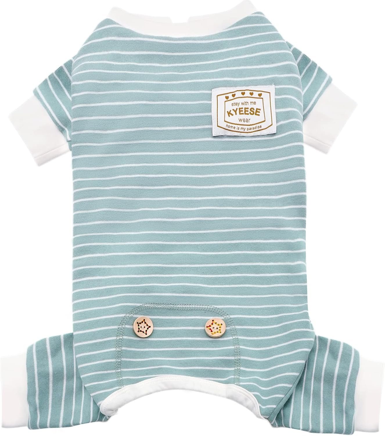 Dog Pajamas Stretchable 4 Legs Doggie Jammies Striped Dog PJS Jumpsuit Lightweight Onesie Puppy Pajamas Soft Breathable Cozy Pet Outfit PJS Comfortable Sleepwear, Green Striped, X - Small - FurrrBabies & More! - 726084276796