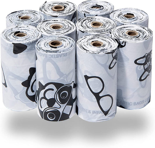Dog Poop Bags for Waste Refuse Cleanup, Doggy Roll Replacements for Outdoor Puppy Walking and Travel, Leak Proof and Tear Resistant, Thick Plastic - White, 150 Bags - FurrrBabies & More! - 313112940936