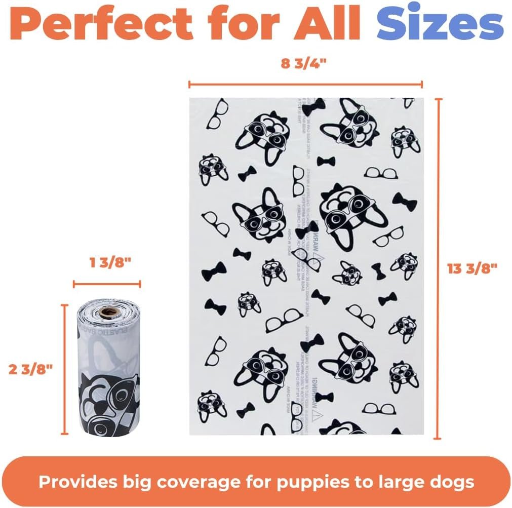 Dog Poop Bags for Waste Refuse Cleanup, Doggy Roll Replacements for Outdoor Puppy Walking and Travel, Leak Proof and Tear Resistant, Thick Plastic - White, 150 Bags - FurrrBabies & More! - 313112940936