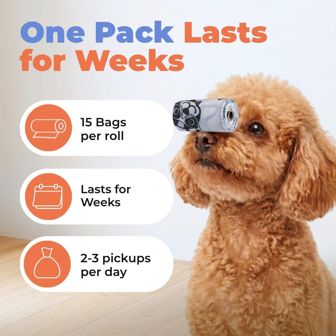 Dog Poop Bags for Waste Refuse Cleanup, Doggy Roll Replacements for Outdoor Puppy Walking and Travel, Leak Proof and Tear Resistant, Thick Plastic - White, 150 Bags - FurrrBabies & More! - 313112940936