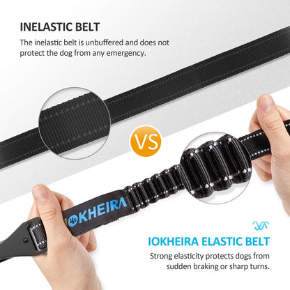 Dog Seat Belt 3 - In - 1 Car Harness for Dogs Adjustable Safety Seatbelt for Car Nylon Reflective Bungee Fabric Dog Car Harness with Clip Hook Latch & Buckle, Swivel Zinc Alloy Carabiner (Black) - FurrrBabies & More! - 313019679656