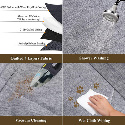 Dog Seat Cover Easyhammock Dog Hammock, Seat Cover for Car, Back Backseat Split Hair Resistant Protector for Pet, Standard, Heather Black - FurrrBabies & More! - 7445047386336