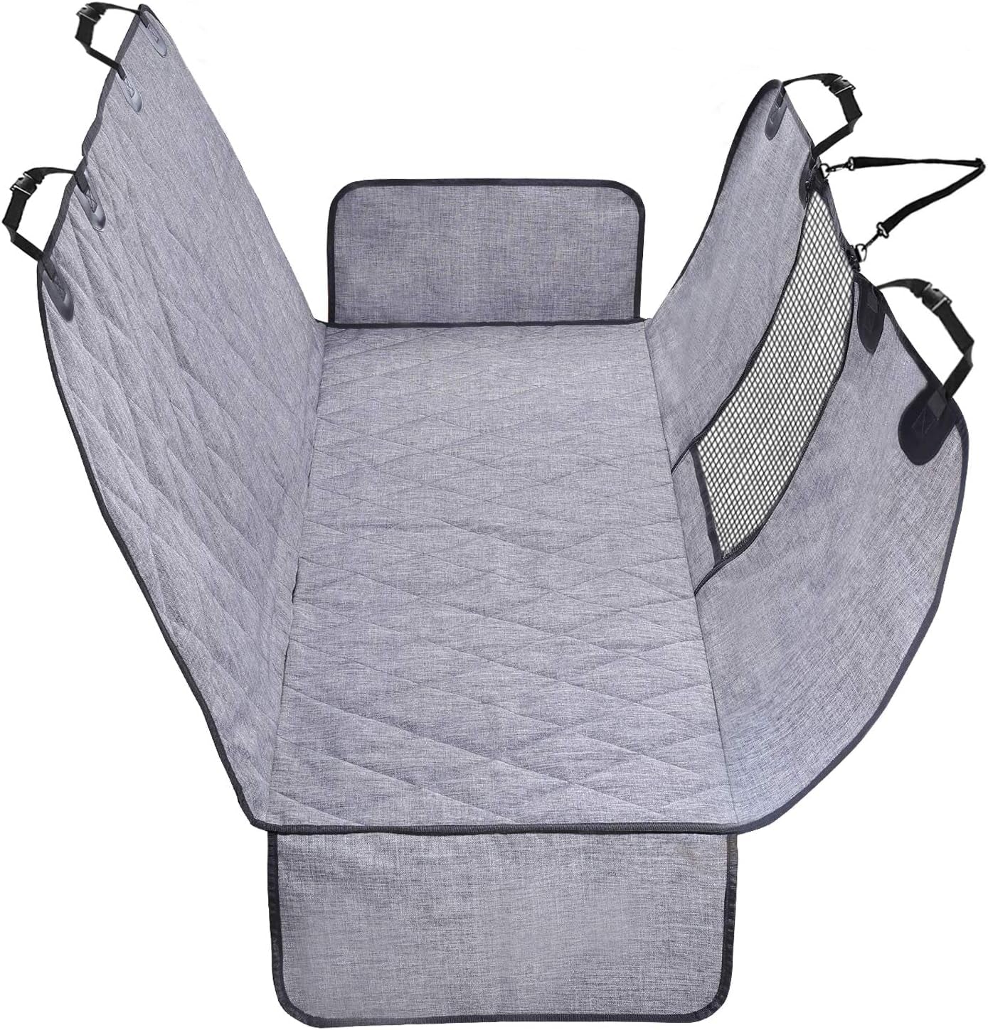 Dog Seat Cover Easyhammock Dog Hammock, Seat Cover for Car, Back Backseat Split Hair Resistant Protector for Pet, Standard, Heather Black - FurrrBabies & More! - 7445047386336