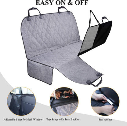 Dog Seat Cover Easyhammock Dog Hammock, Seat Cover for Car, Back Backseat Split Hair Resistant Protector for Pet, Standard, Heather Black - FurrrBabies & More! - 7445047386336