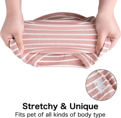 Dog Shirt Vest Lightweight Stretchy Dog T-Shirts Soft Cool Shirts Sleeveless Stripe Vests Breathable Clothes for Puppy Kitty Cats Small Medium Large Dogs 2 Pack Pink + Green [ 5XL ] - FurrrBabies & More! - 7445031488473