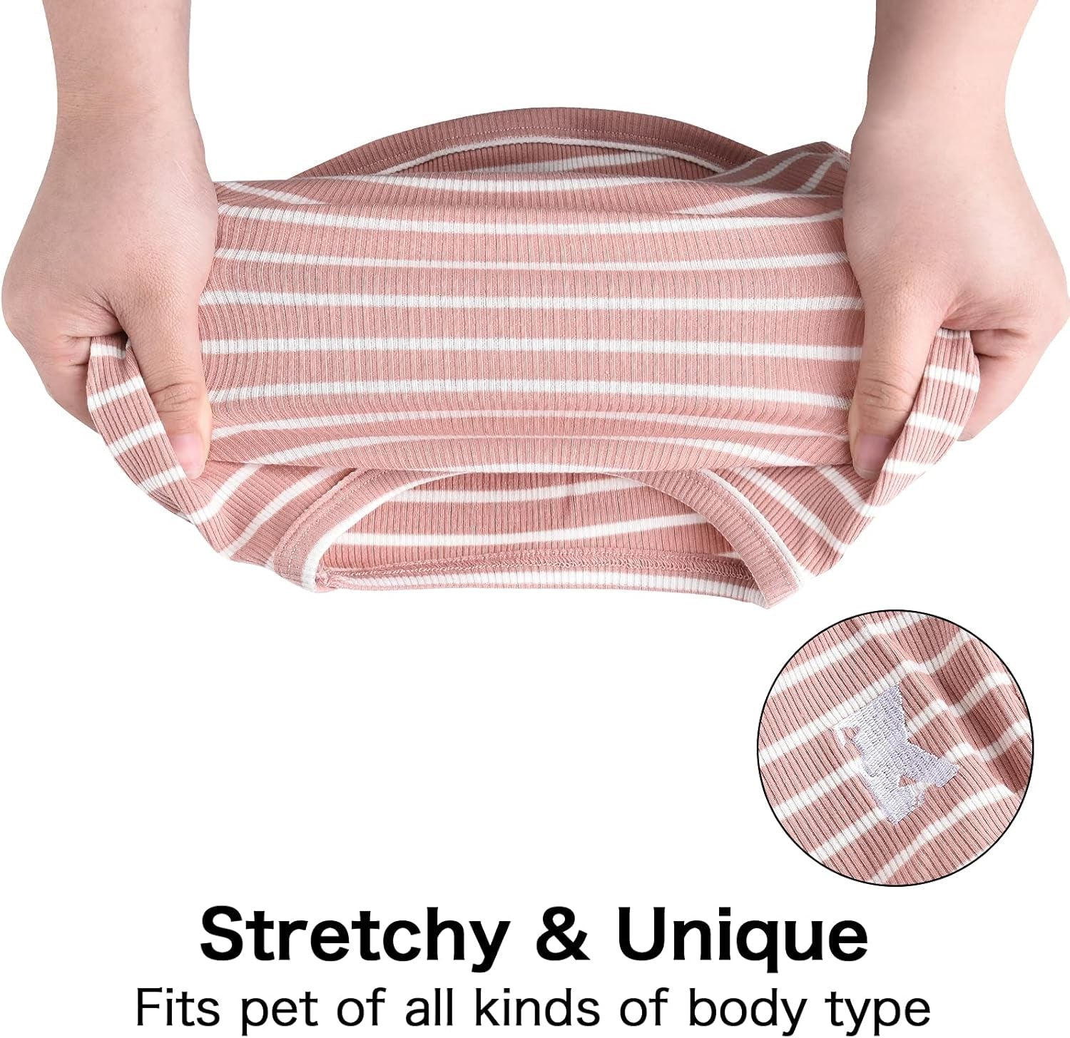 Dog Shirt Vest Lightweight Stretchy Dog T-Shirts Soft Cool Sleeveless Stripe Vests Breathable Clothes for Puppy Kitty Cats Small Medium Large Dogs 2 Pack Pink + Green [ S/Small ] - FurrrBabies & More! - 7445038460465