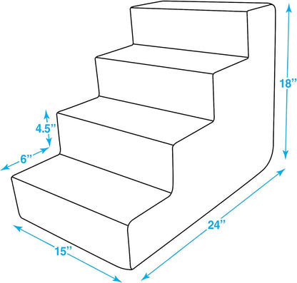 Dog Stairs & Steps - Foam Steps for Small Dogs & Cats, Non - Slip Indoor Balanced Pet Step Support, Dog Ramp, No Assembly, Brown Lattice Print, 4 - Step (18 - Inch Height) - FurrrBabies & More! - H: 18 Inches (Standard) - 744759117274
