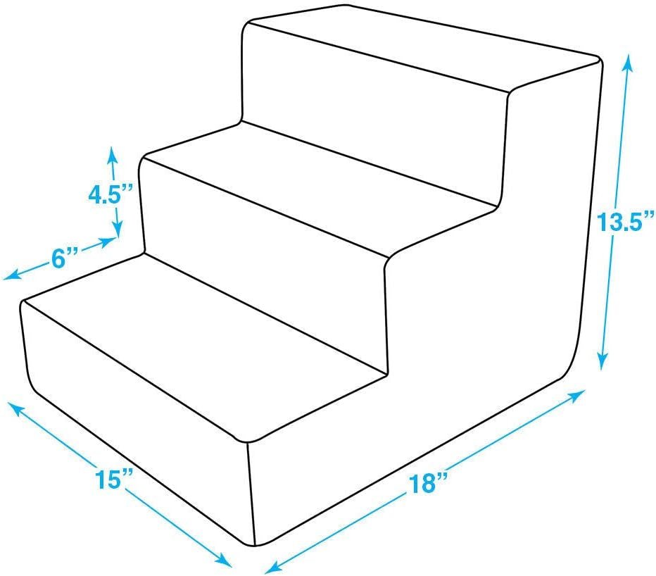 Dog Stairs & Steps - Foam Steps for Small Dogs & Cats, Non - Slip Indoor Balanced Pet Step Support, Dog Ramp, No Assembly, Paw Print on Beige, 3 - Step (13.5 - Inch Height) - FurrrBabies & More! - H: 13.5 Inches (Standard) - 705353910074