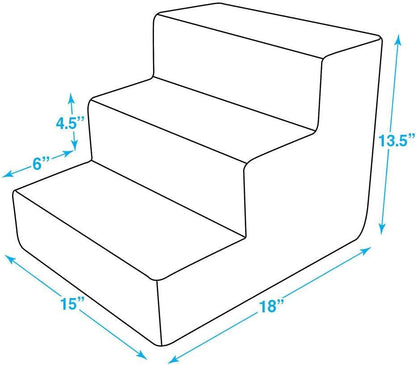 Dog Stairs & Steps - Foam Steps for Small Dogs & Cats, Non - Slip Indoor Balanced Pet Step Support, Dog Ramp, No Assembly, Paw Print on Beige, 3 - Step (13.5 - Inch Height) - FurrrBabies & More! - H: 13.5 Inches (Standard) - 705353910074
