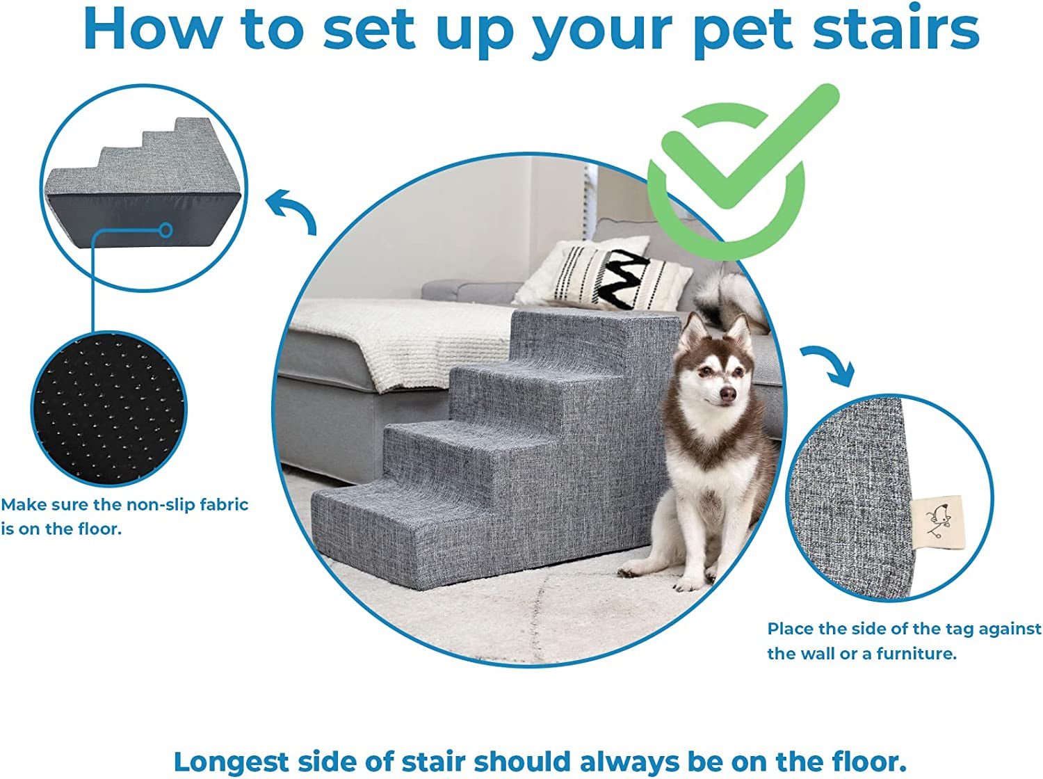 Dog Stairs & Steps - Foam Steps for Small Dogs & Cats, Non - Slip Indoor Balanced Pet Step Support, Dog Ramp, No Assembly, Paw Print on Beige, 3 - Step (13.5 - Inch Height) - FurrrBabies & More! - H: 13.5 Inches (Standard) - 705353910074