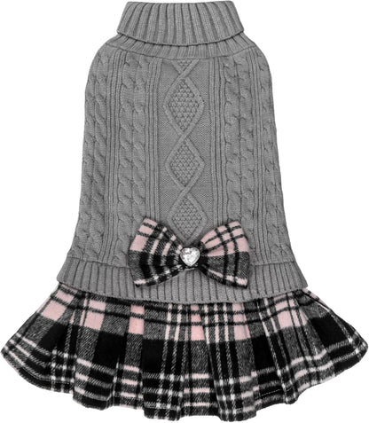 Dog Sweater Warm Pullover Pet Coats Comfy Dogs Clothes with Bowtie Turtleneck Cat Sweaters Thick Dog Sweaters for Small Dogs Male Stretchy Knitwear Pet Sweater Dress for Cold Weather Winter - FurrrBabies & More! - 313093153189