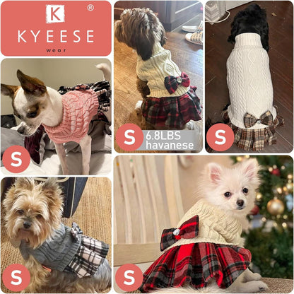 Dog Sweater Warm Pullover Pet Coats Comfy Dogs Clothes with Bowtie Turtleneck Cat Sweaters Thick Dog Sweaters for Small Dogs Male Stretchy Knitwear Pet Sweater Dress for Cold Weather Winter - FurrrBabies & More! - 313093153189