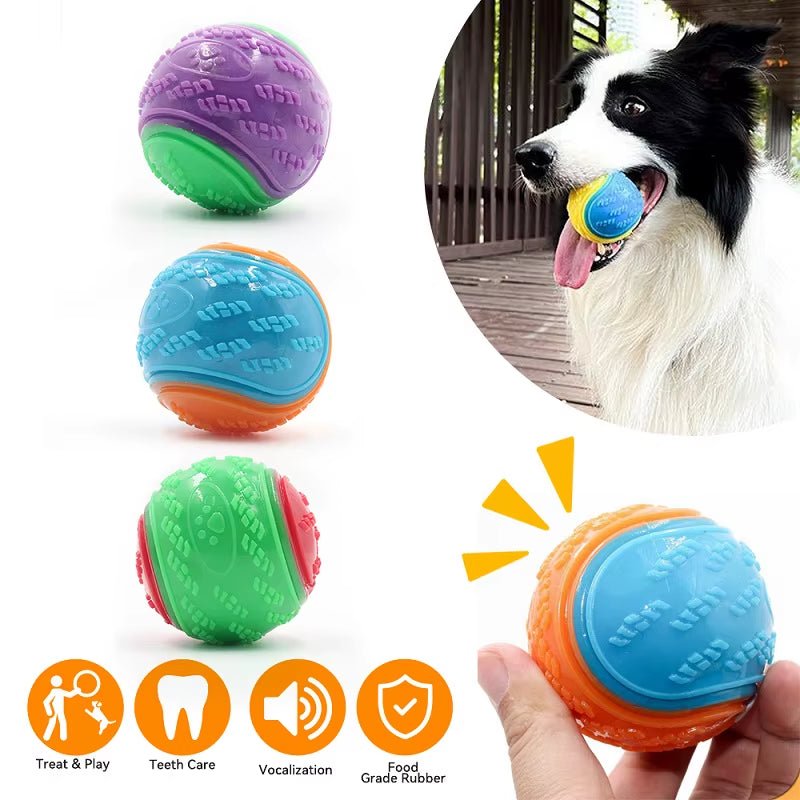 Dogs Interactive Toys Soft TPR Toys for Dog Pet Teeth Cleaning Bite Resistance Squeaky Dog Ball Toy - FurrrBabies & More! - 744110889376Dog toys