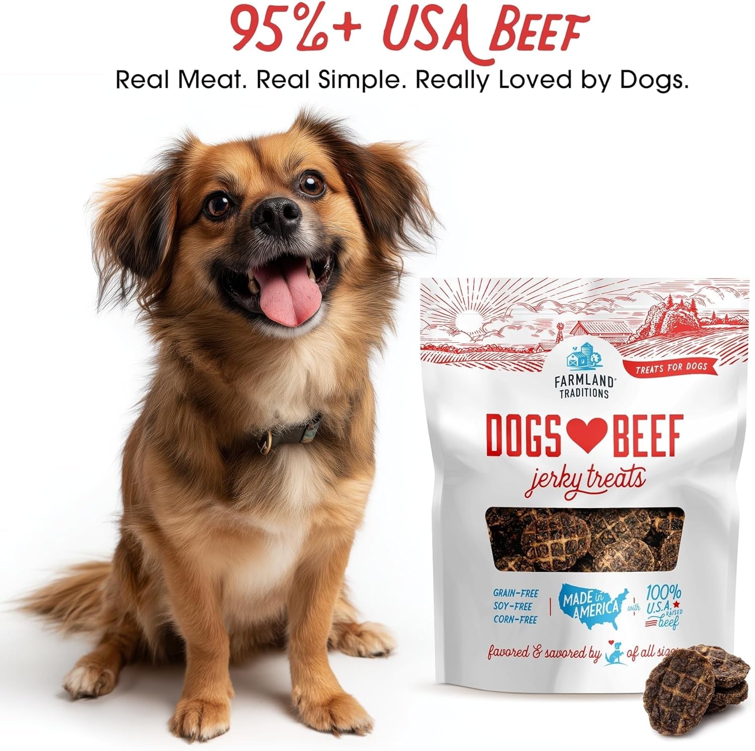 Dogs Love Beef Jerky Dog Treats with Only 3 Ingredients and No Fillers, 13.5 Ounce Bag - FurrrBabies & More! - 313104383338