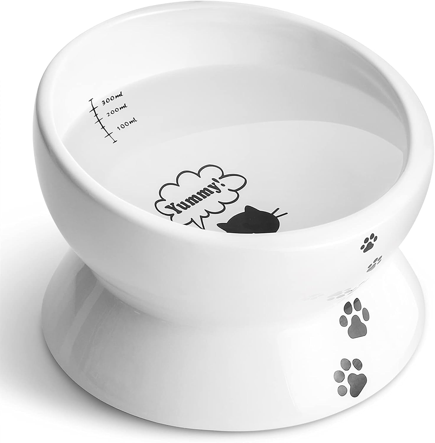 Elevated Cat Food Bowl, Raised Food and Water Bowl for Cat and Small Dog, Tilted Ceramic Water Bowls No Spill,15Oz, Dishwasher Safe - FurrrBabies & More! - 744110355390