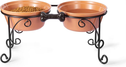 Elevated Dog Bowl Stand with 3 Large Ceramic Bowls – Raised Feeding Station for Medium & Large Dogs, Includes 2 Standard Bowls + 1 Slow Feeder, Durable Iron Frame, Non - Slip (Almond) - FurrrBabies & More! - 726084463196