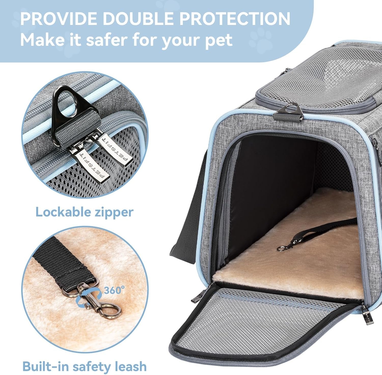 Expandable Cat Carrier Dog Carriers,Airline Approved Soft - Sided Portable Pet Travel Washable Carrier for Kittens,Puppies,Removable Soft Plush Mat and Pockets,Locking Safety Zippers - FurrrBabies & More! - 7445038218271
