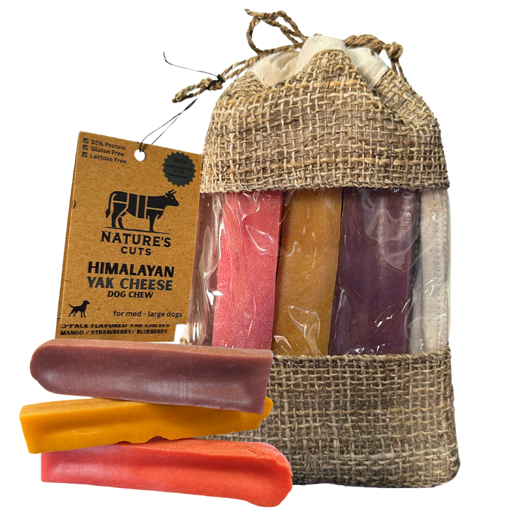 Flavored Large Yak Cheese (3 Pack) in Hand Woven Bag - FurrrBabies & More! - 850061581617n/a