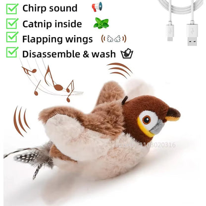 FlutterChirp Cat Toy – Rechargeable Flapping Bird with Catnip & Realistic Sounds - FurrrBabies & More! - 711181680560