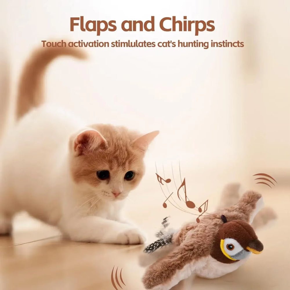 FlutterChirp Cat Toy – Rechargeable Flapping Bird with Catnip & Realistic Sounds - FurrrBabies & More! - 711181680560