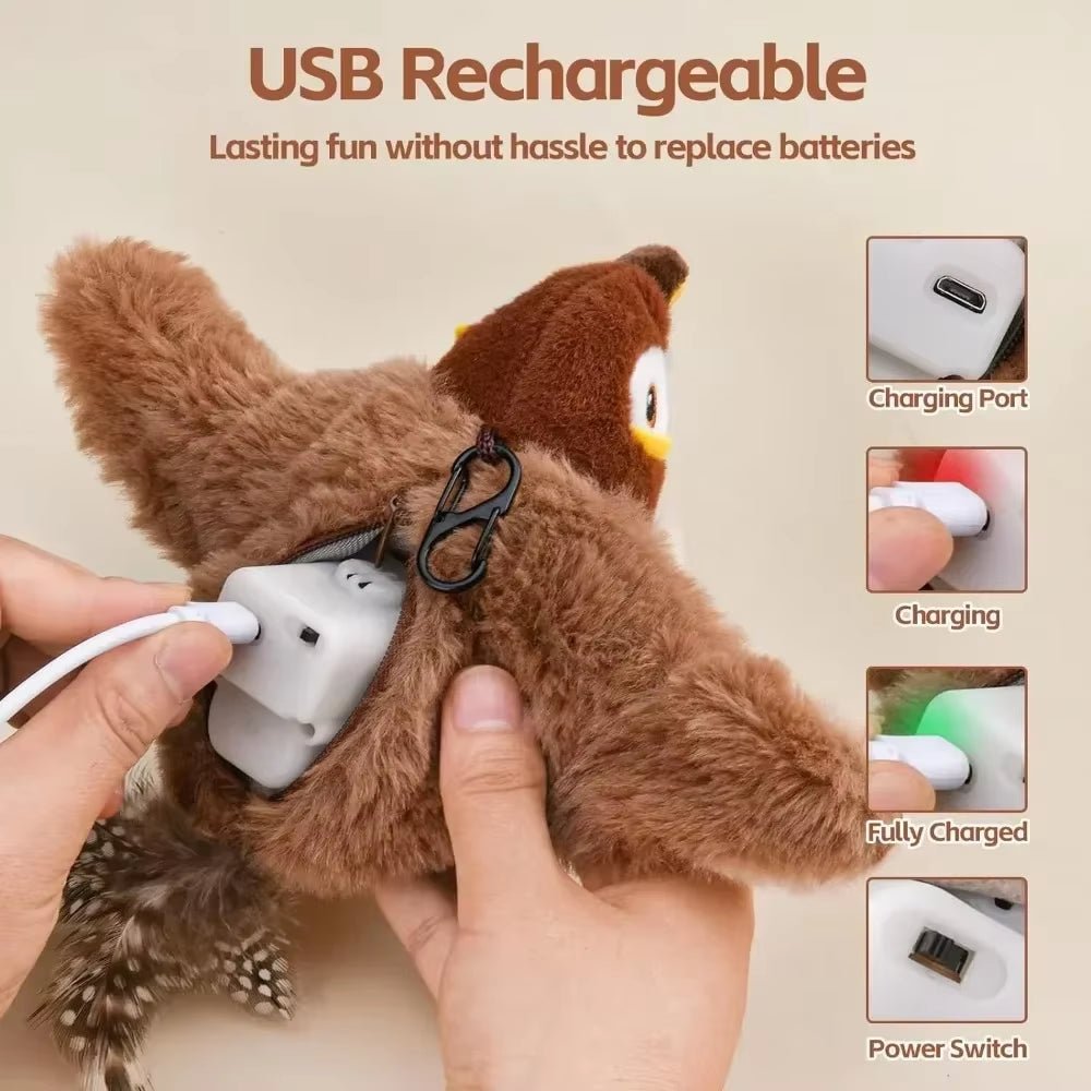 FlutterChirp Cat Toy – Rechargeable Flapping Bird with Catnip & Realistic Sounds - FurrrBabies & More! - 711181680560