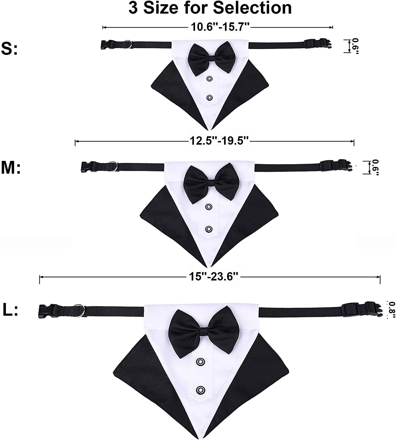 Formal Dog Tuxedo Wedding Pet Bandana Collar with Bow Tie, Adjustable Pet Bowtie Collar Bandana for Large Dog (Large) - FurrrBabies & More! - 744759755391