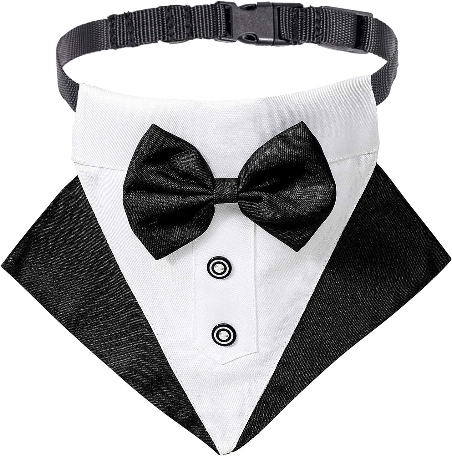 Formal Dog Tuxedo Wedding Pet Bandana Collar with Bow Tie, Adjustable Pet Bowtie Collar Bandana for Large Dog (Large) - FurrrBabies & More! - 744759755391
