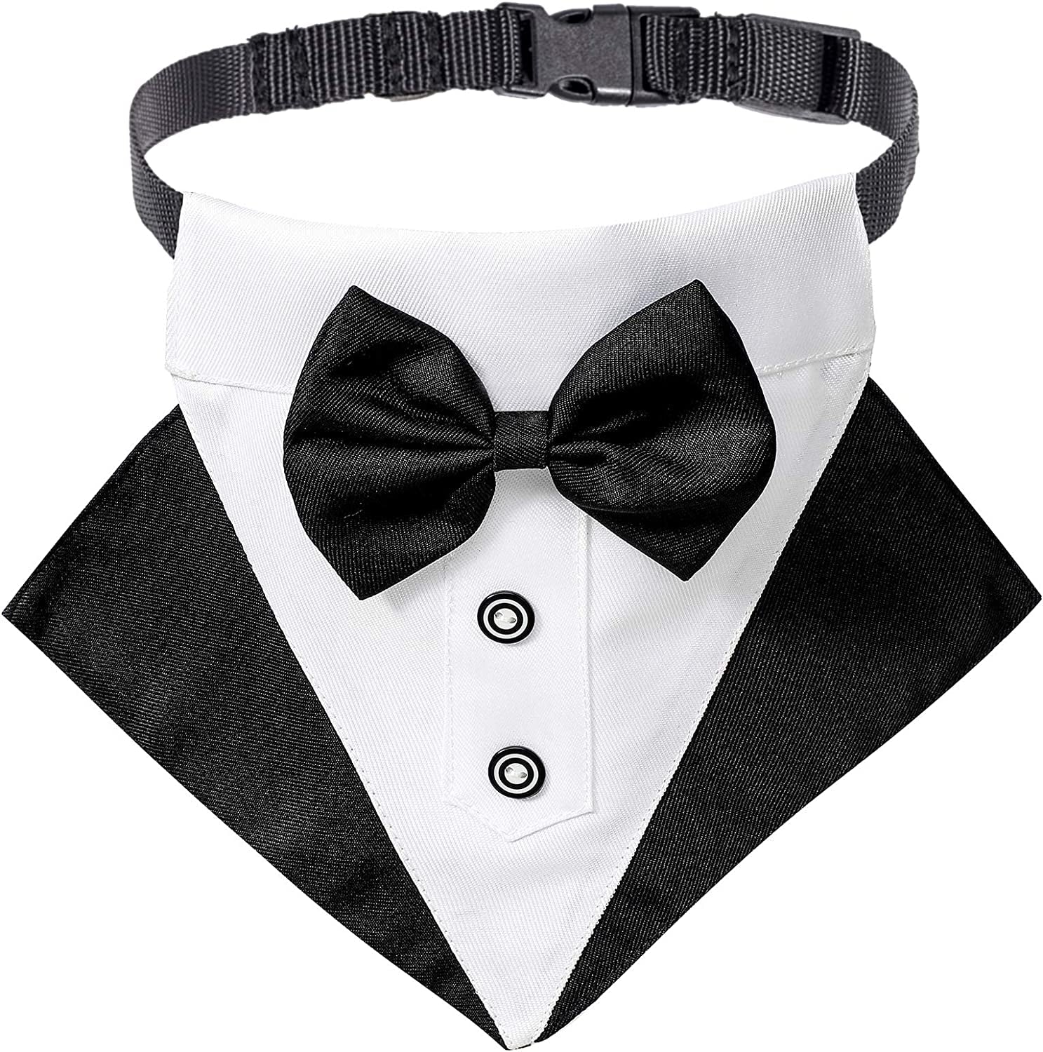 Formal Dog Tuxedo Wedding Pet Bandana Collar with Bow Tie, Adjustable Pet Bowtie Collar Bandana for Large Dog (Large) - FurrrBabies & More! - 744759755391
