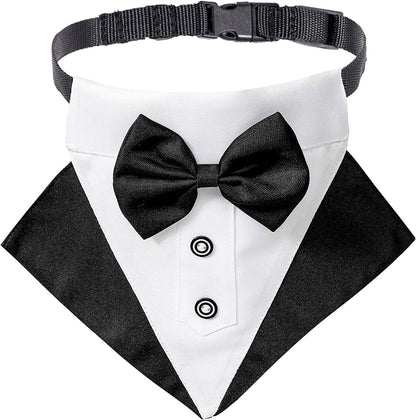 Formal Dog Tuxedo Wedding Pet Bandana Collar with Bow Tie, Adjustable Pet Bowtie Collar Bandana for Large Dog (Large) - FurrrBabies & More! - 744759755391