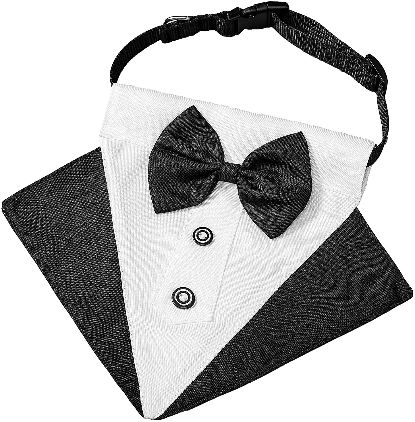 Formal Dog Tuxedo Wedding Pet Bandana Collar with Bow Tie, Adjustable Pet Bowtie Collar Bandana for Large Dog (Large) - FurrrBabies & More! - 744759755391
