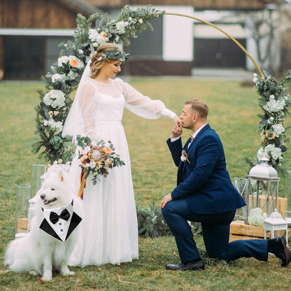 Formal Dog Tuxedo Wedding Pet Bandana Collar with Bow Tie, Adjustable Pet Bowtie Collar Bandana for Large Dog (Large) - FurrrBabies & More! - 744759755391
