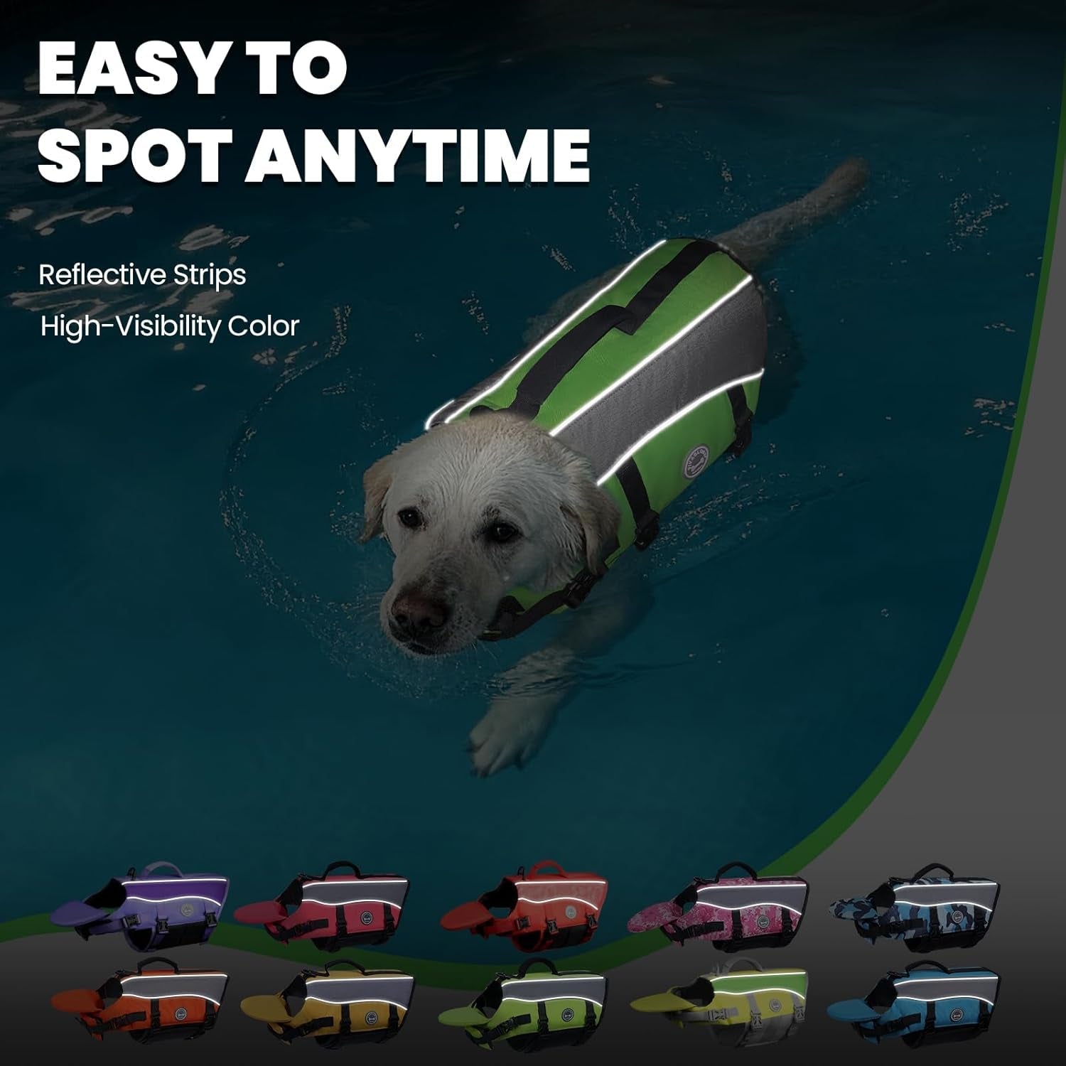 Front Float Dog Life Vest, Dog Life Jacket for Swimming & Boating, Swimming Vest with Chin Float & Handle, Ripstop & Buoyancy for Puppy Doggy, S, Bright Green - FurrrBabies & More! - 744759961174