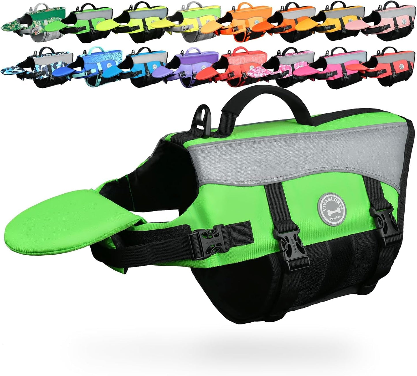 Front Float Dog Life Vest, Dog Life Jacket for Swimming & Boating, Swimming Vest with Chin Float & Handle, Ripstop & Buoyancy for Puppy Doggy, S, Bright Green - FurrrBabies & More! - 744759961174