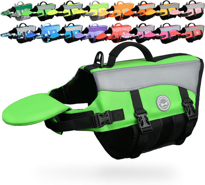 Front Float Dog Life Vest, Dog Life Jacket for Swimming & Boating, Swimming Vest with Chin Float & Handle, Ripstop & Buoyancy for Puppy Doggy, S, Bright Green - FurrrBabies & More! - 744759961174