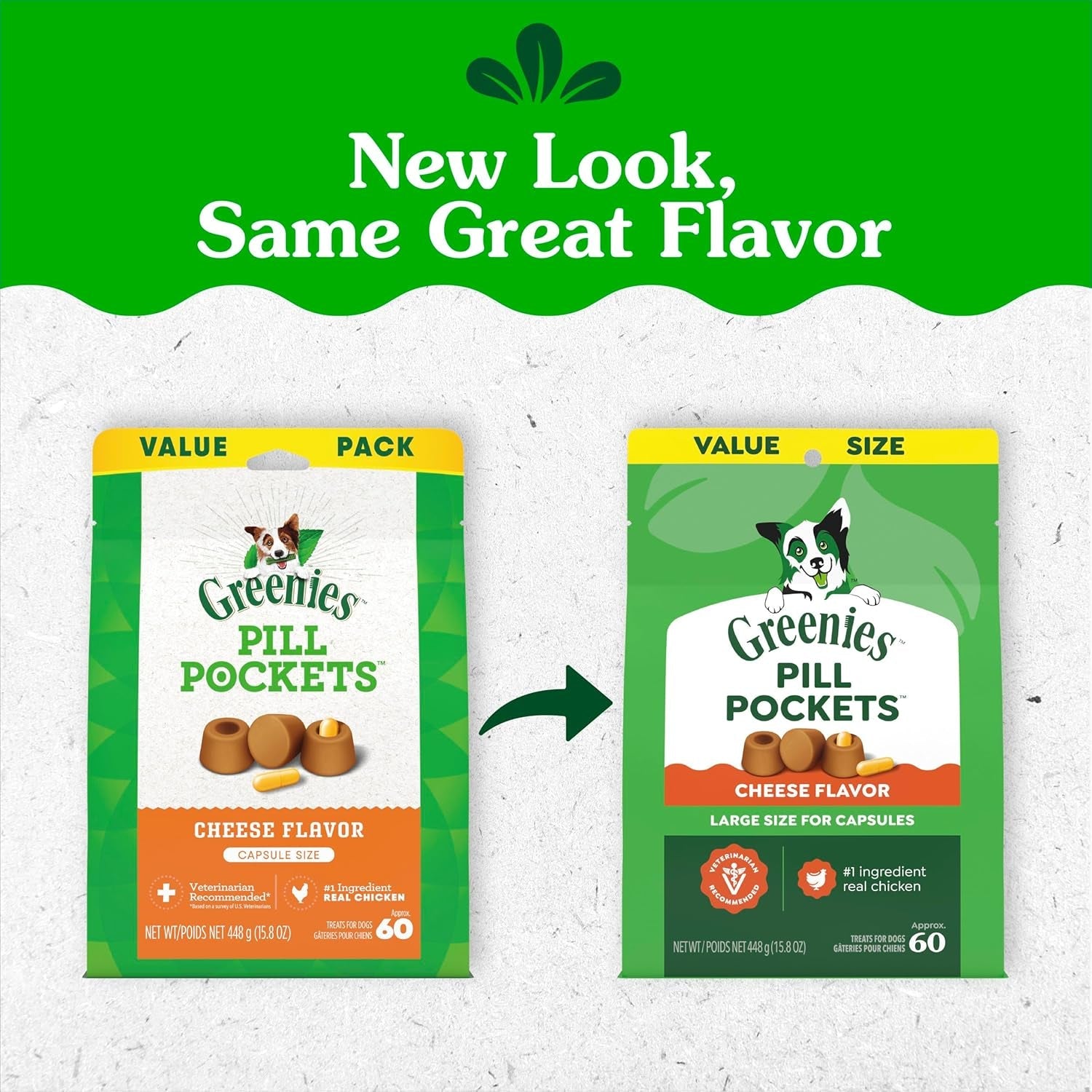 Greenies Pill Pockets for Dogs Large Size, Dog Treat Pouch for Capsule Medication, Cheese Flavor, 15.8 Oz. Pouch - FurrrBabies & More! - 7445034323337
