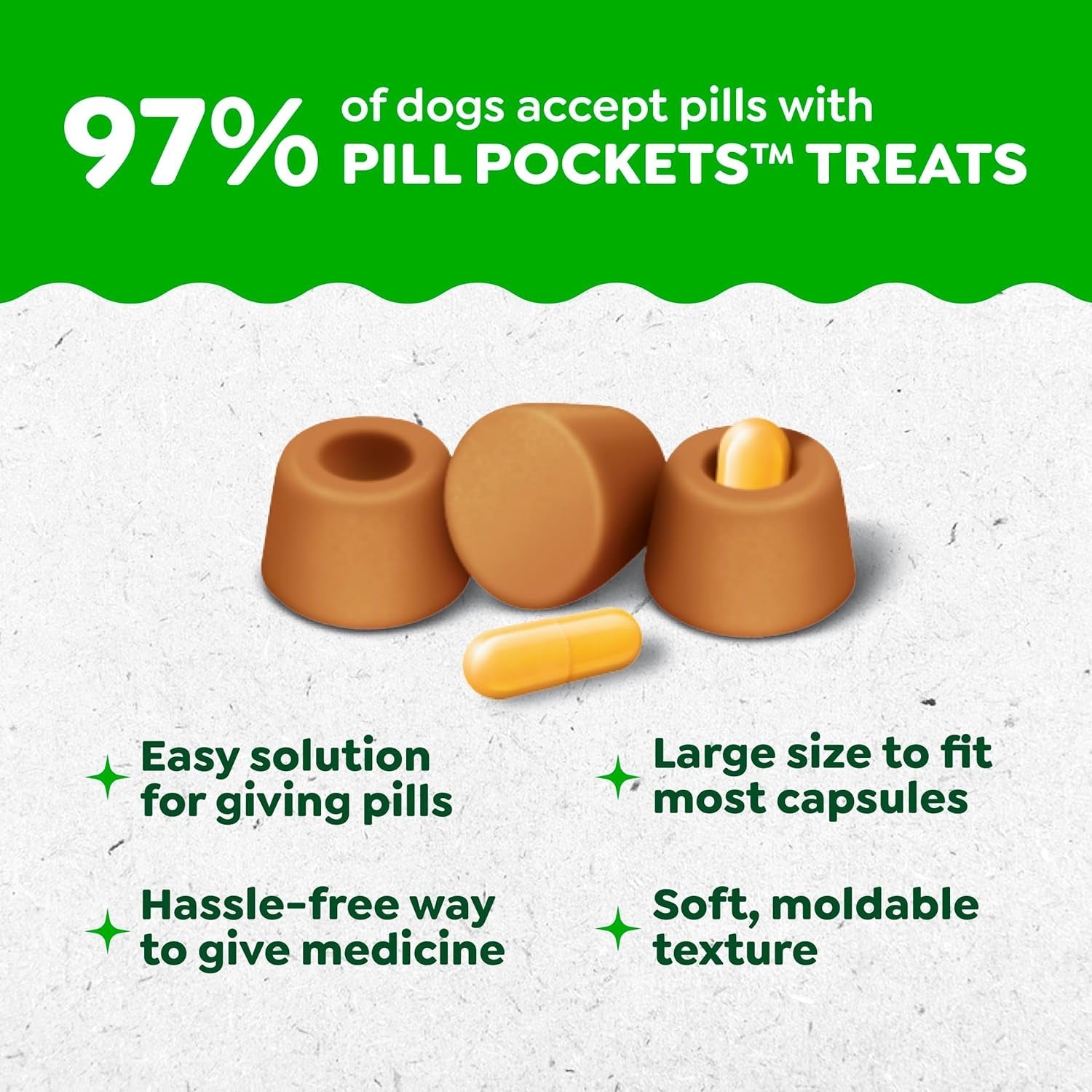 Greenies Pill Pockets for Dogs Large Size, Dog Treat Pouch for Capsule Medication, Cheese Flavor, 15.8 Oz. Pouch - FurrrBabies & More! - 7445034323337